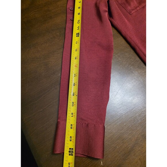 Express Portofino Blouse Button Down Roll Tab Long Sleeve Shirt M Career Red - Picture 6 of 8